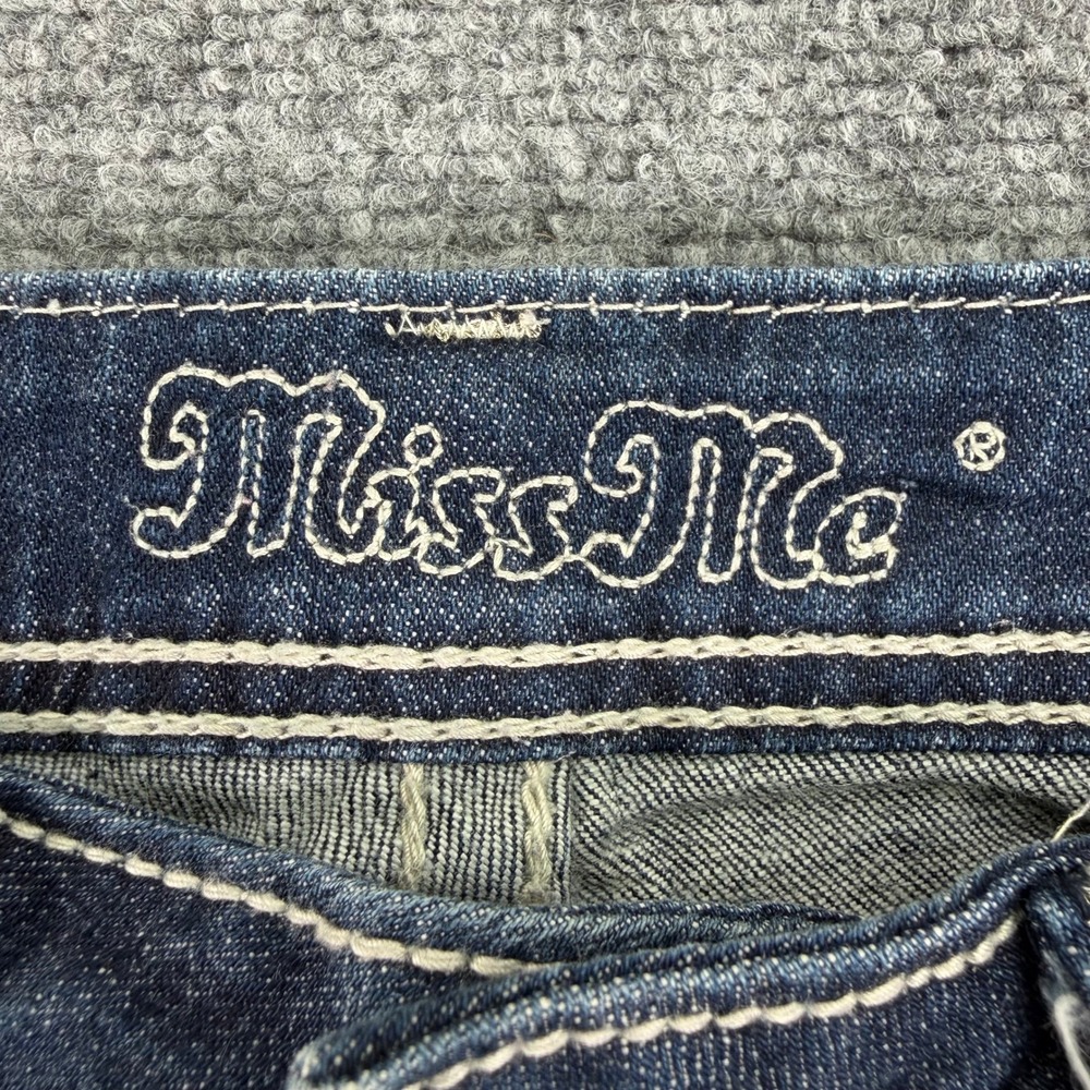 Miss Me Jeans Womens 27 (Fits 30x31) Dark Wash Skinny Buckle Flap Pocket Denim - Picture 3 of 16